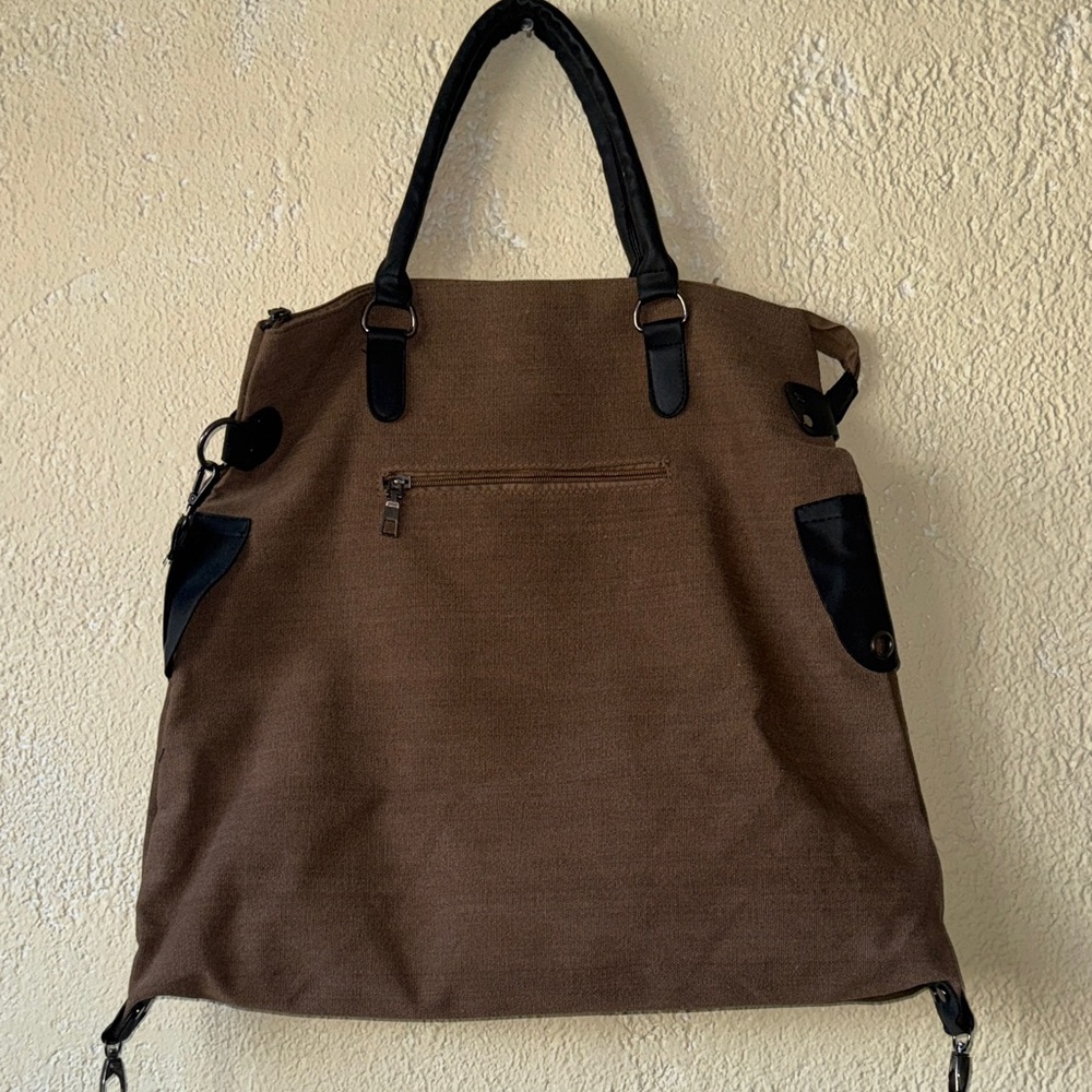 Brown and Black Star Canvas Tote Bag - Picture 7 of 10